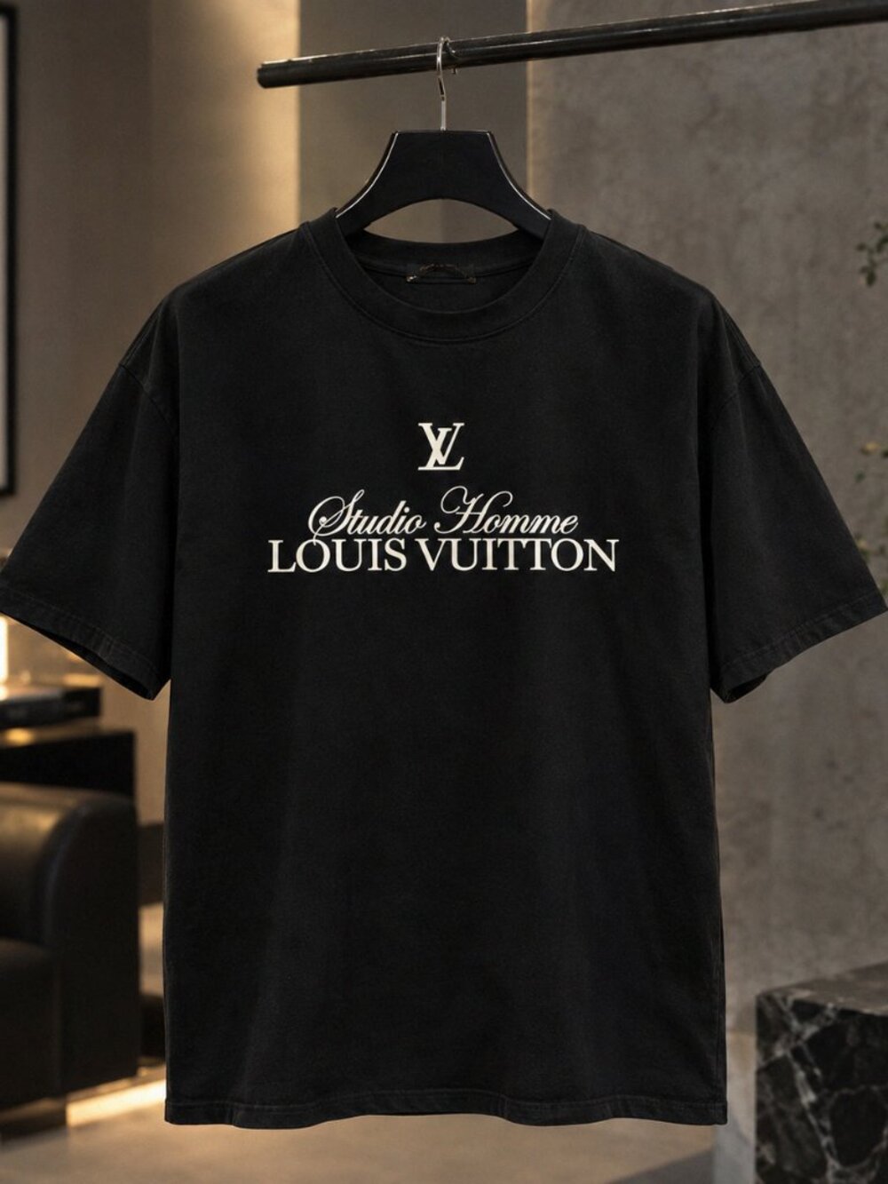 Louis Vuitton Black Studio Homme Tee White Logo T-Shirt
